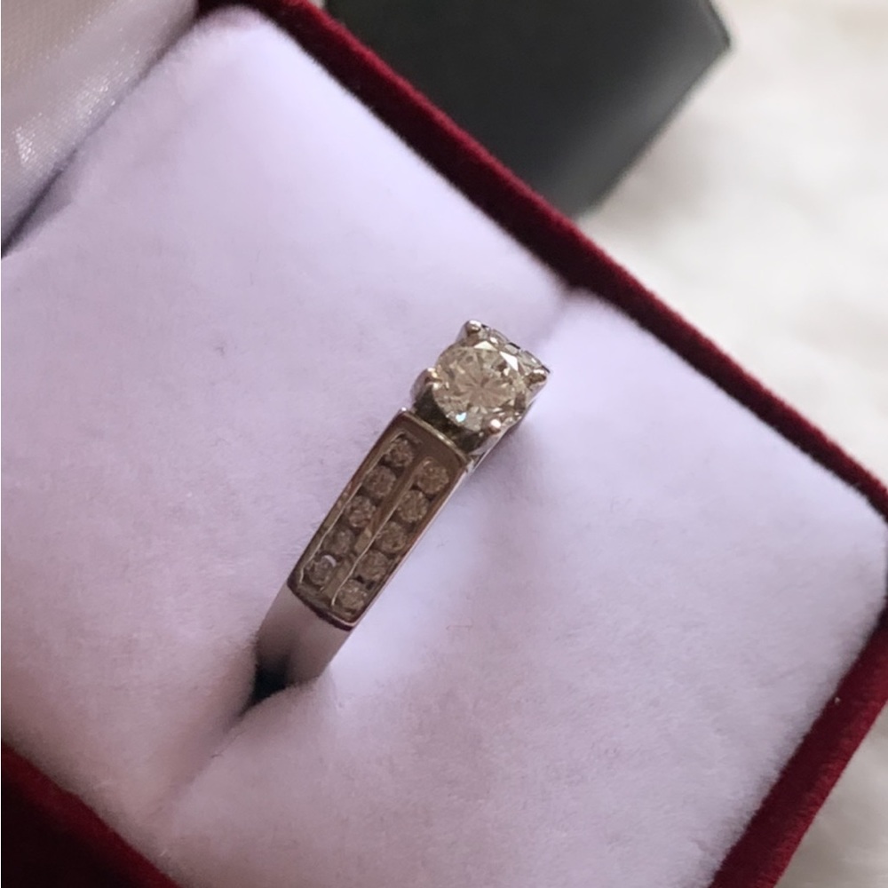 Genuine 14K White Gold Diamond Engagement Ring - Picture 4 of 5